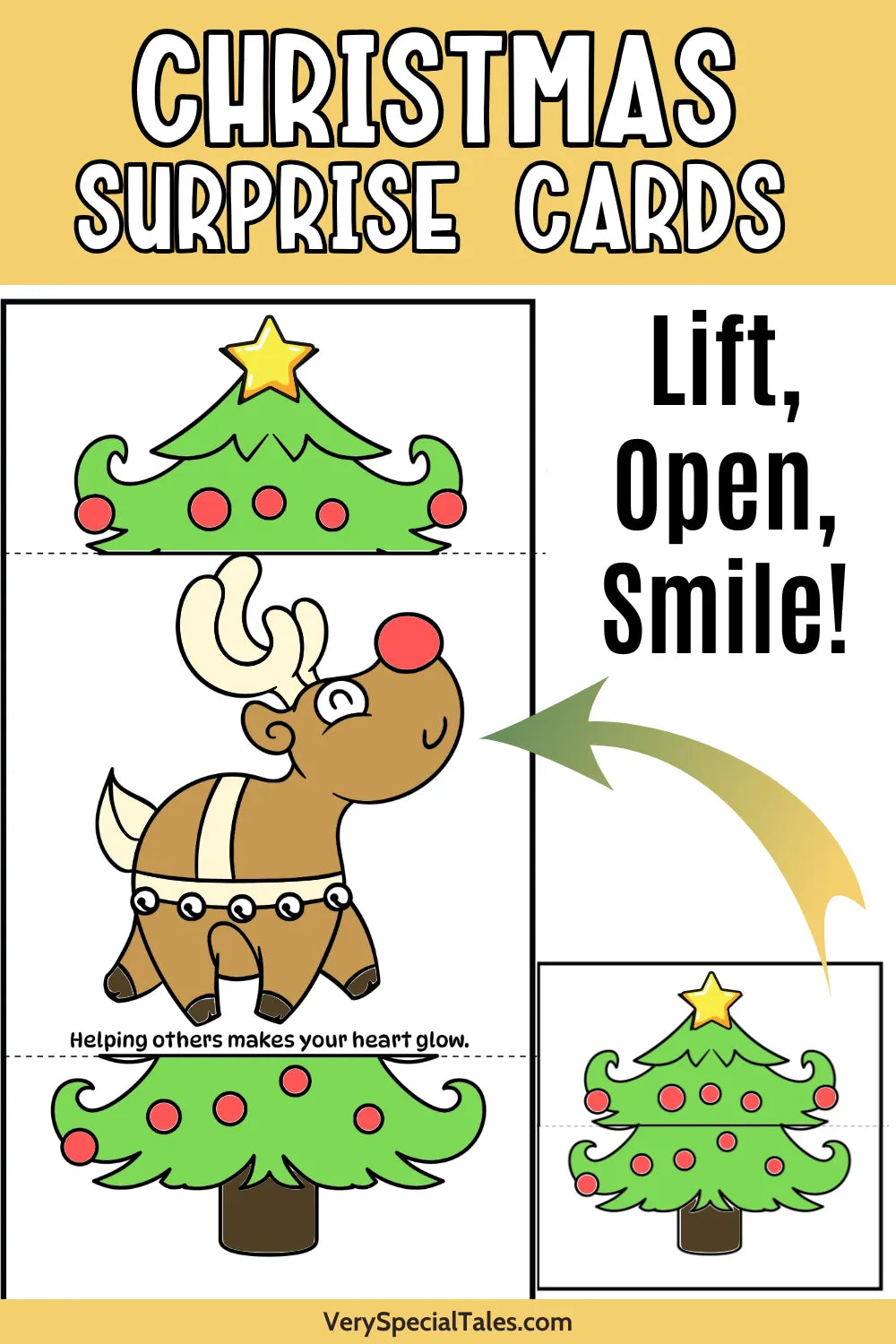 Christmas-themed surprise card with a hidden design of a reindeer