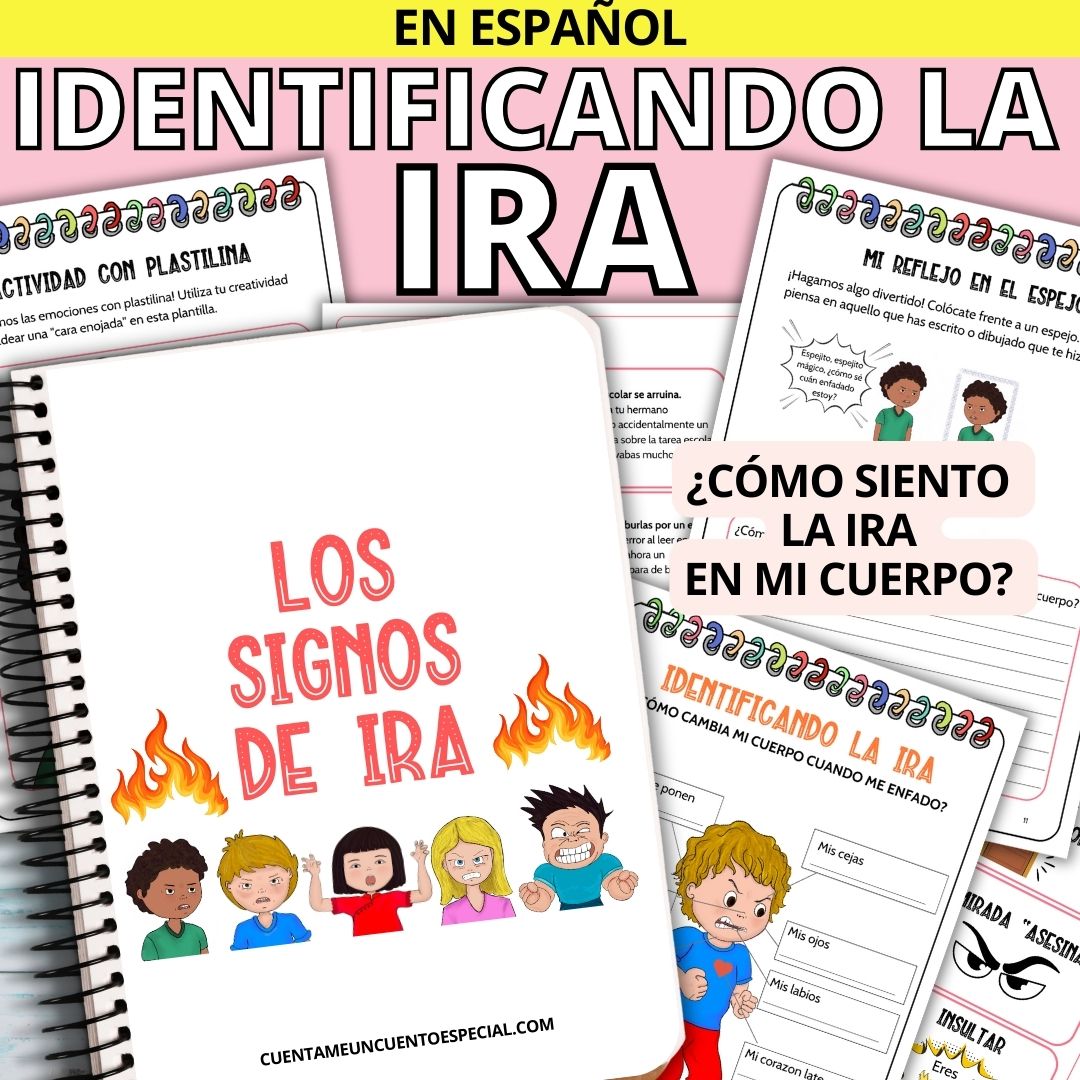 Imagen del cuaderno de activiadades "Los Signos de Ira" con ejemplos de algunas de sus hojas de trabajo