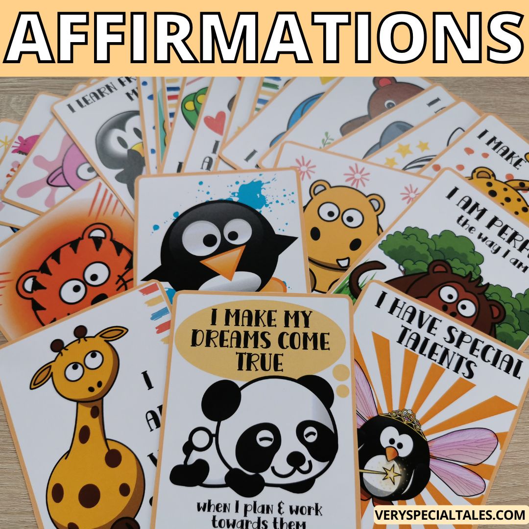 Affirmation cards for kids with cute illustrations