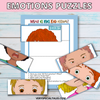 Puzzle in the Basic Emotions Worksheets for Kids: Joy, Sadness, Fear; Disgust. Anger and Surprise, containing playful illustrations of children with different emotions on their faces.