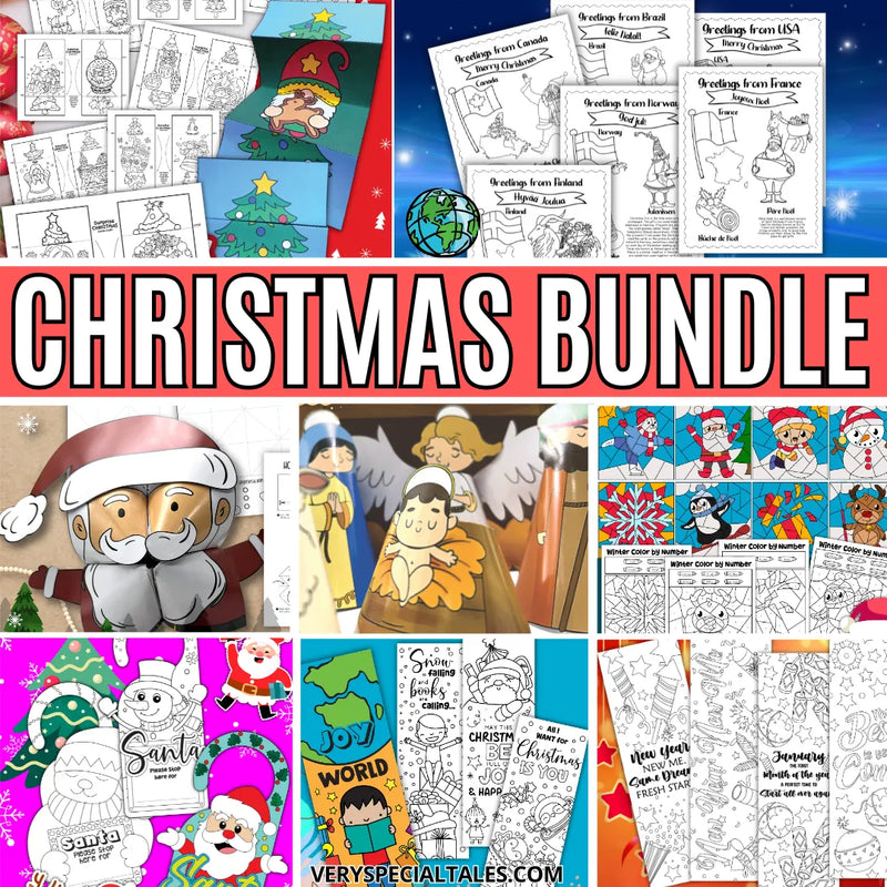 Christmas Coloring & Crafts Bundle for Kids (Printable Pack)