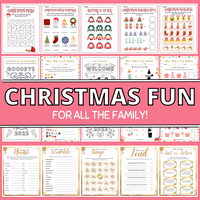 15 worksheets from the Christmas Fun for ALL the Family digital product, containing Christmas and New Year activities.