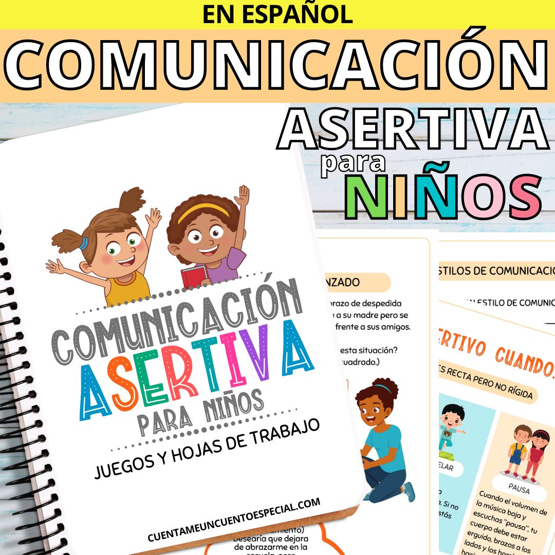 Título: Comunicación Asertiva para Niños. Imagen de un cuadernillo digital de comunicación asertiva para niños