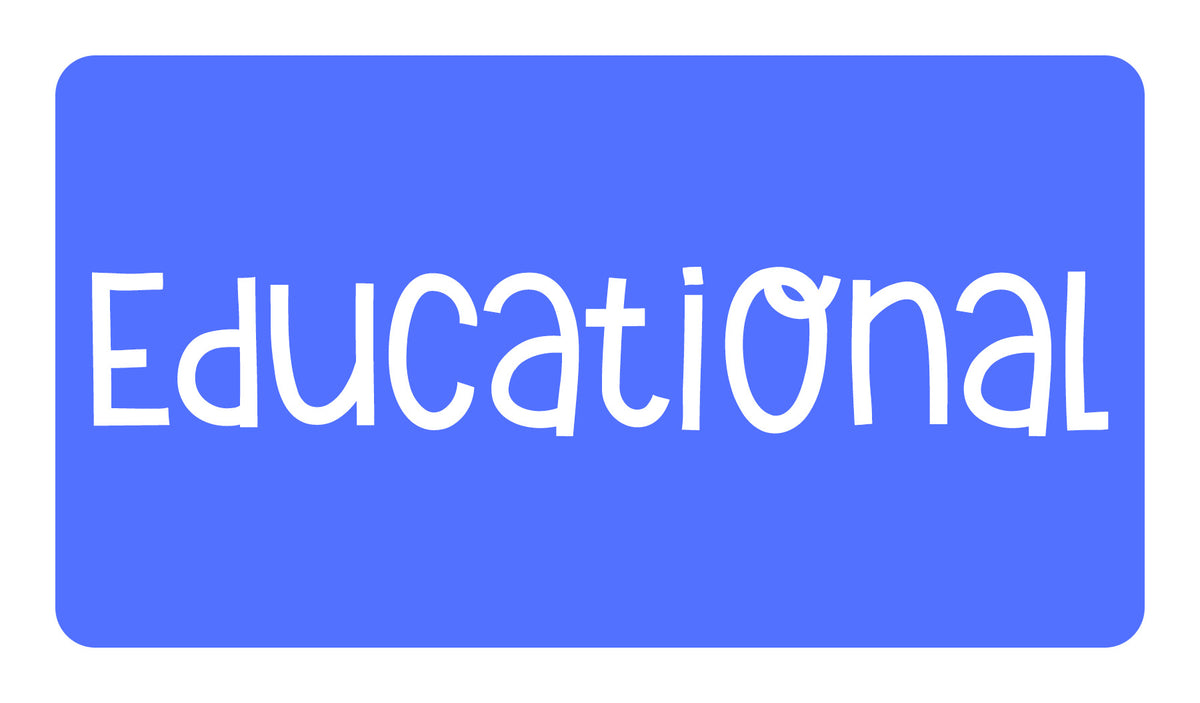 The word 'Educational' written in a playful white font against a blue background.
