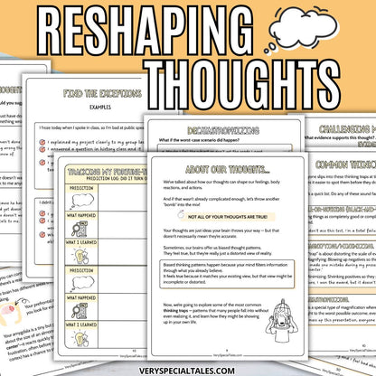 Examples of cognitive distortions worksheets for teens from the Thinking Traps Workbook