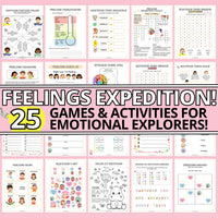20 activity and game worksheets, including colouring pages, crosswords, journal prompts and more.
