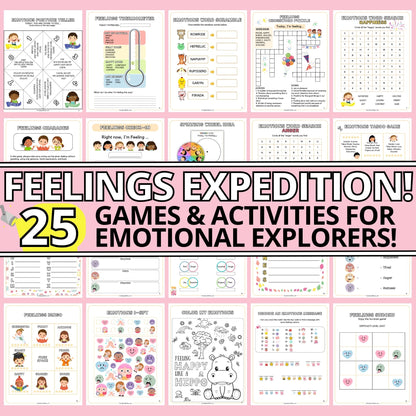 20 activity and game worksheets, including colouring pages, crosswords, journal prompts and more.