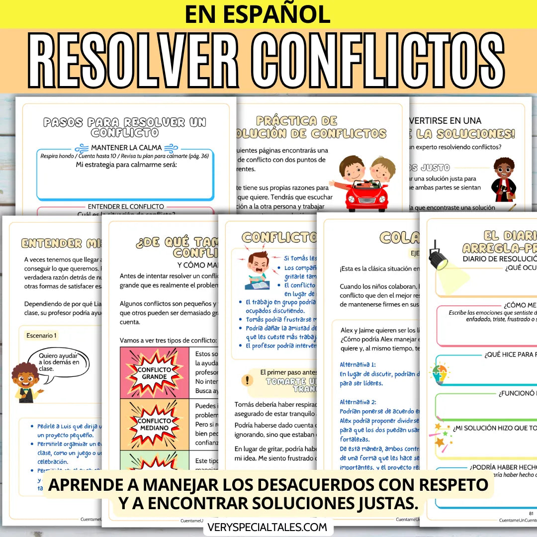 Hojas de trabajo del cuaderno infantil de resolución de conflictos