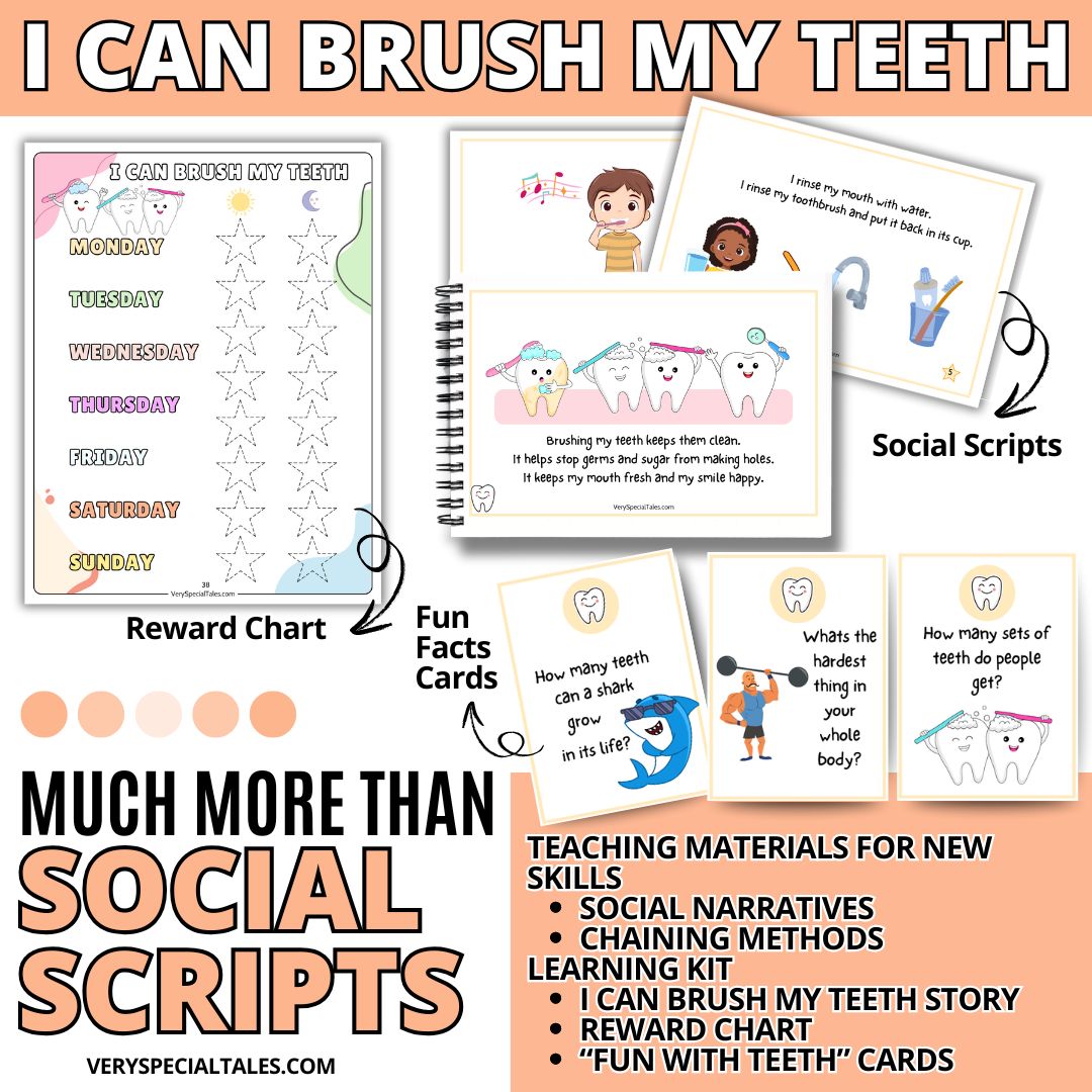 Tooth In Script Life Skills Learning Kit: I Can Brush My Teeth (Social Scripts, Reward ...
