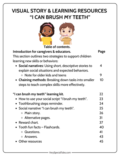 Learning Kit about Toothbrushing _Table of Contents