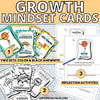 Growth mindset cards with colorful designs and text on a white background