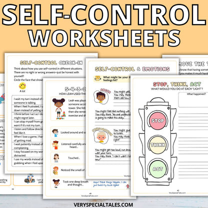 Self Control Inventory Self-Control Worksheets for Kids: Learn to Pause & Make Smart Choices ...
