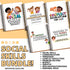 Social skills workbooks and worksheets for kids (PDF format) on a beige background with text overlay.