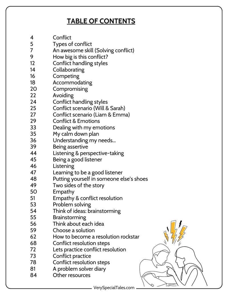 Table of Contents TEEN CONFLICT RESOLUTION WORKBOOK