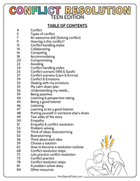 Table of Contents TEEN CONFLICT RESOLUTION WORKBOOK