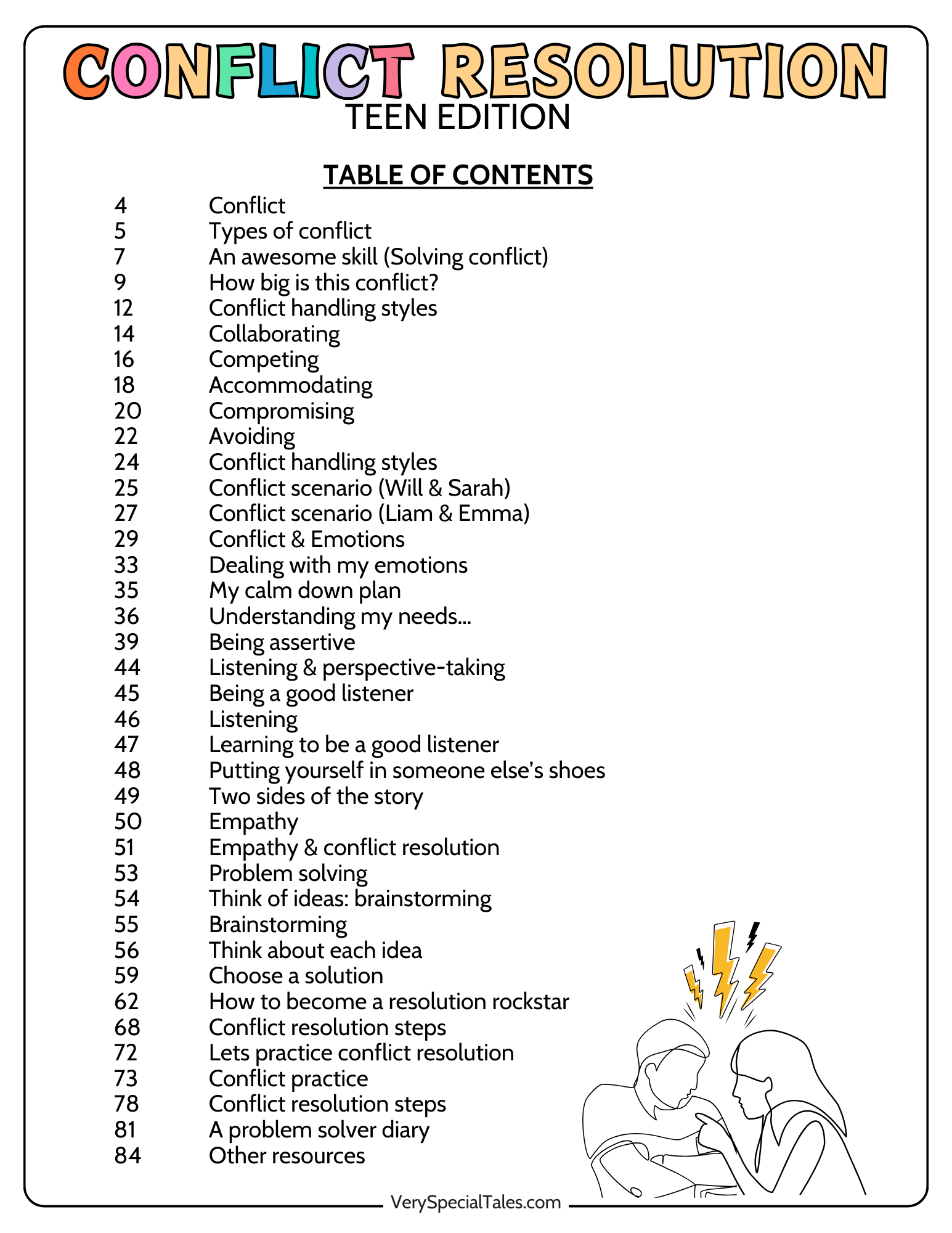 Table of Contents TEEN CONFLICT RESOLUTION WORKBOOK