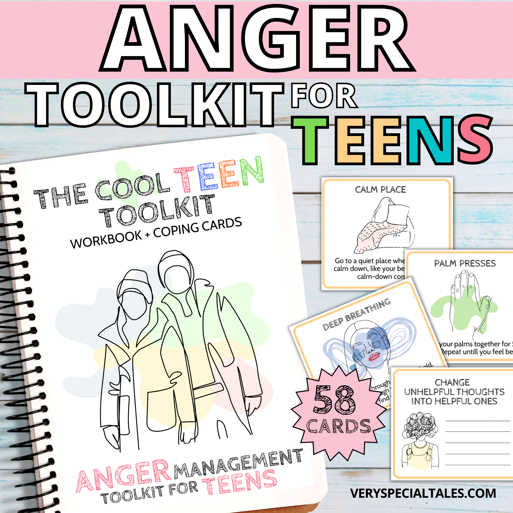 TEEN Workbooks Bundle (PDF Format) - Anger, Social Skills, Self-Esteem &amp; More