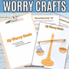 Worry scale craft kit with worksheets on a light blue background