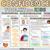 Worksheets from Confident Kid Journal (Worksheets for Kids & Parents) containing playful illustrations and guides on improving children's confidence.