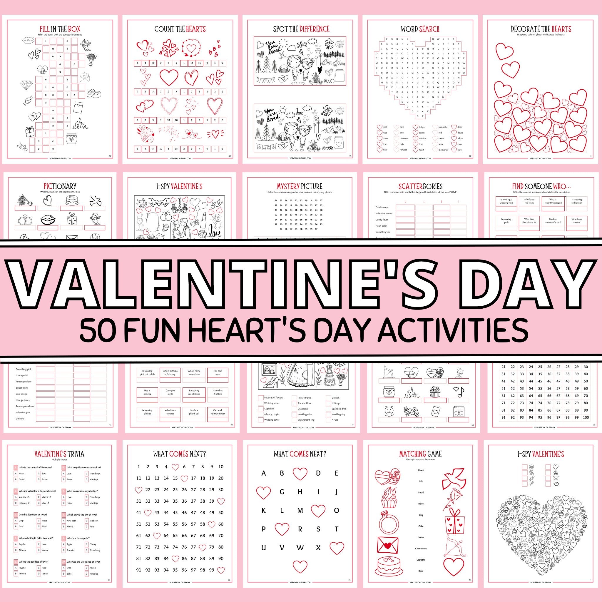 Valentines Day Activity Sheets Valentine's Day Activities For Kids Free ...